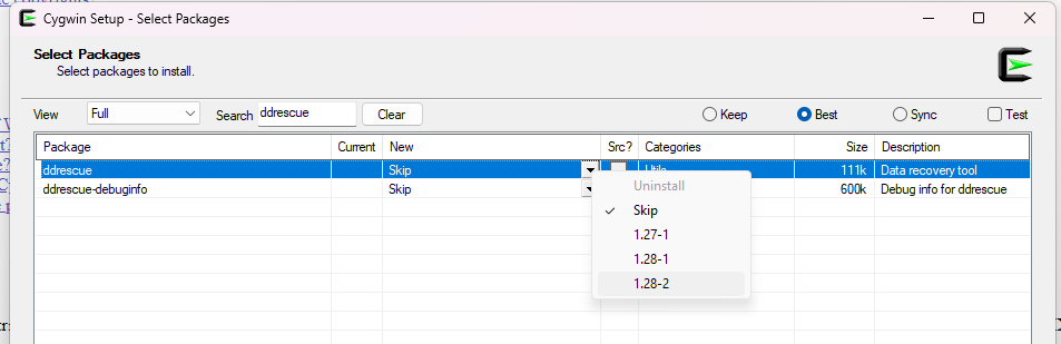 Select ddrescue to be installed